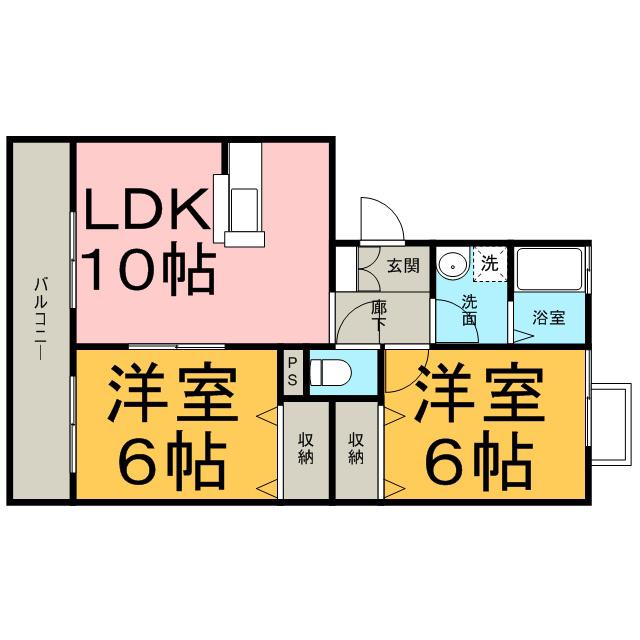 ソフィアⅡ(2LDK/2階)の間取り写真