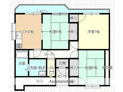 ロイヤルパレスEHARA B(2LDK/1階)の間取り写真