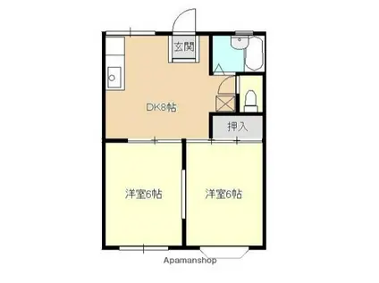 ウエル湘南Ⅱ(2DK/1階)の間取り写真