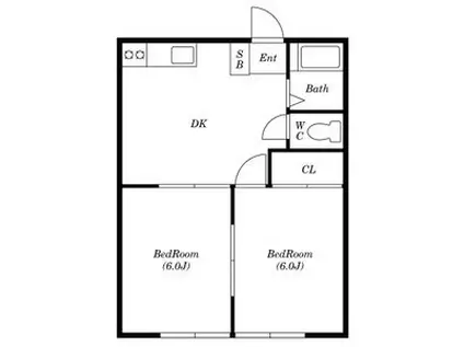 ハイツ小柳永田北(2DK/1階)の間取り写真