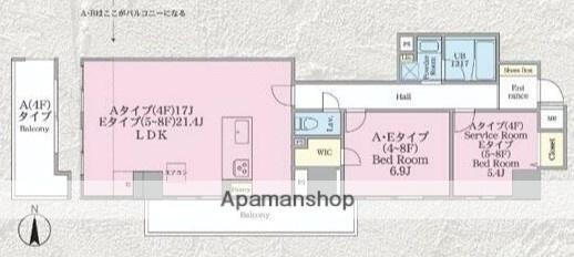 クロスゲート青葉台(2LDK/4階)の間取り写真