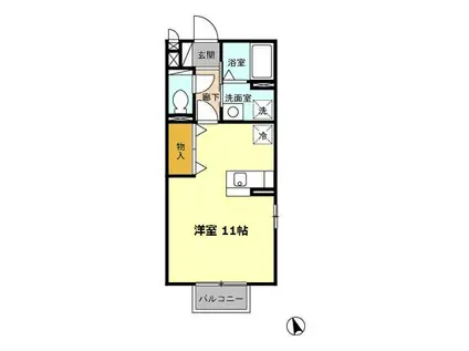 コンフォール・ミナミA(ワンルーム/2階)の間取り写真