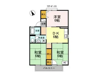 グレープ・シュライン Ⅰ(3DK/2階)の間取り写真