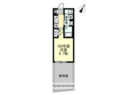 オーシャンコースト鵠沼海岸(1K/1階)の間取り写真