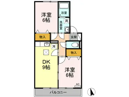 ビューランド(2DK/1階)の間取り写真