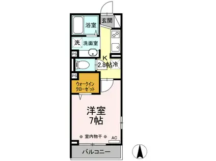 グランベリー(1K/3階)の間取り写真