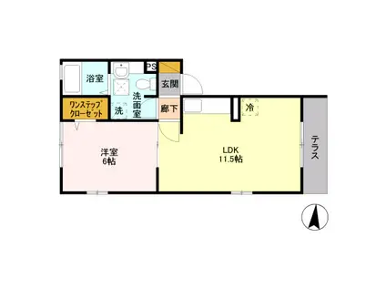 ヴェリナ旭町(1LDK/1階)の間取り写真