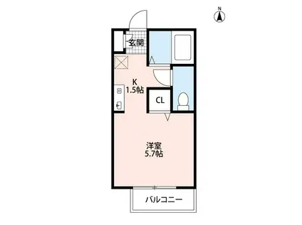 WHITE WING(ワンルーム/2階)の間取り写真