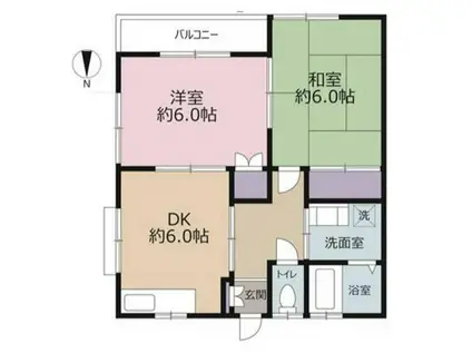 漆原ライブコーポ綱島(2DK/2階)の間取り写真