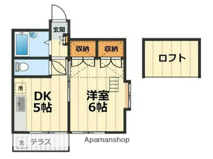 リシェス立野台(1DK/1階)の間取り写真
