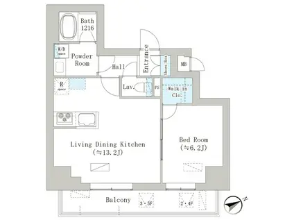 グレースティリア(1LDK/5階)の間取り写真
