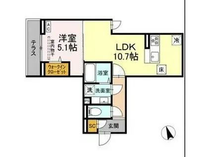 DPAINA 上平間 II(1LDK/3階)の間取り写真