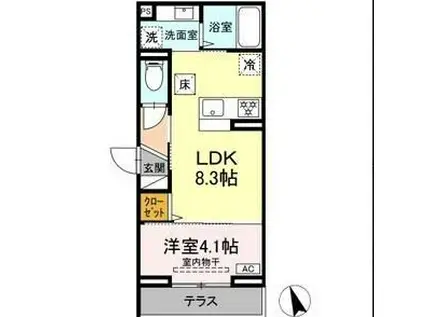 DPAINA 上平間 II(1LDK/1階)の間取り写真