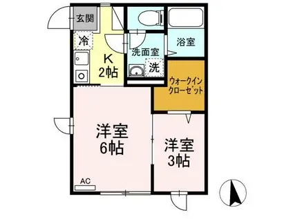 グランシャリオ(2K/1階)の間取り写真