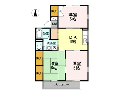 サンクレストA(3DK/2階)の間取り写真