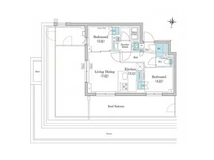 スタイリオ池上サウス(2LDK/4階)の間取り写真
