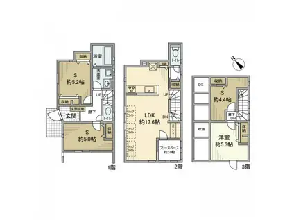 東急目黒線 不動前駅 徒歩4分 3階建 築6年(1SLDK)の間取り写真