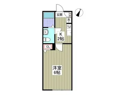 HALE伊勢原(1K/1階)の間取り写真