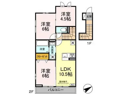 VILLA LUMINOUS SHONANDAI(3LDK/2階)の間取り写真