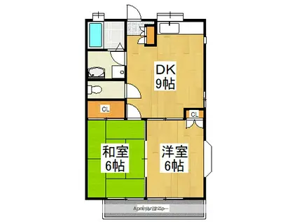 ウィンベルB(2DK/1階)の間取り写真