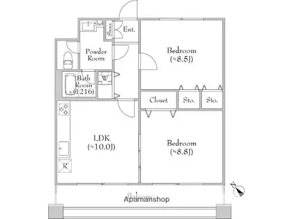 TRAVALORE淵野辺(2LDK/4階)の間取り写真