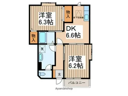 エトワール弐番館(2DK/2階)の間取り写真