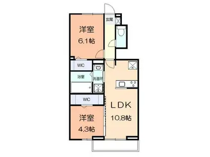 クレスト湘南(2LDK/1階)の間取り写真