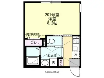 ベイルーム横浜日吉(1K/2階)の間取り写真