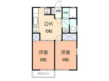 サンフローラ(2DK/2階)の間取り写真