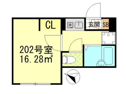 アン・シャトレ武蔵小杉(1K/2階)の間取り写真