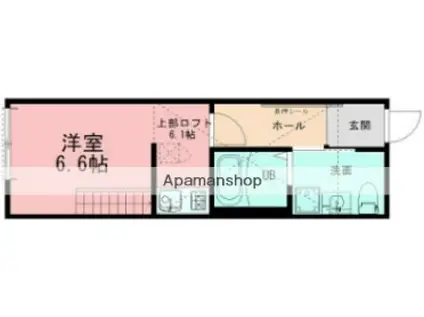 ハイロフト海老名(1K/2階)の間取り写真