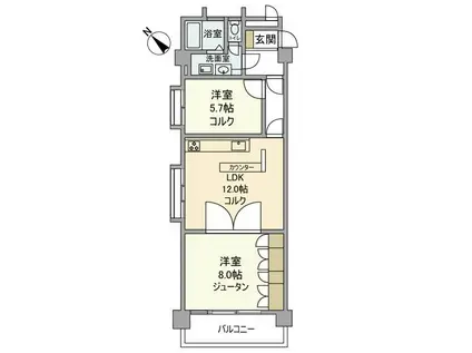 ヴィラ・ウィスタリア(2LDK/3階)の間取り写真