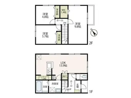ベルハイツC棟(3LDK/1階)の間取り写真