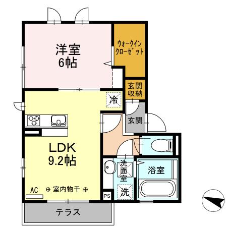グレイスさくら(1LDK/1階)の間取り写真