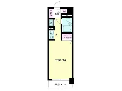 日神パレステージ伊勢佐木南(ワンルーム/2階)の間取り写真