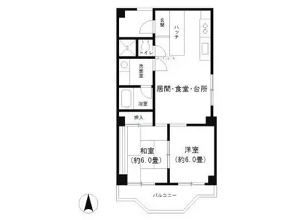 コーポカンザ本牧(2LDK/2階)の間取り写真