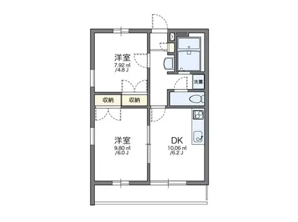 レオパレスさくら(2DK/2階)の間取り写真