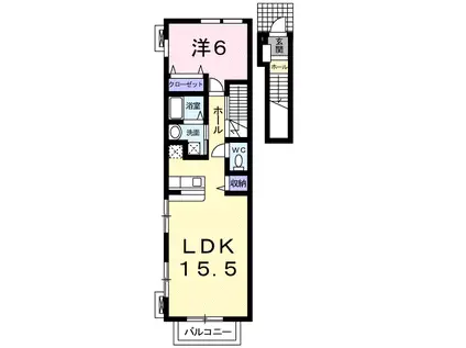 ミラソル佐島(1LDK/2階)の間取り写真