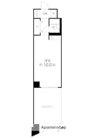 IWASAKI BLDG(ワンルーム/10階)の間取り写真