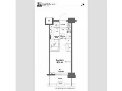 プラウドフラット鶴見Ⅱ(1K/3階)の間取り写真