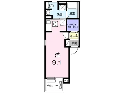 マーガレットSEA(ワンルーム/1階)の間取り写真