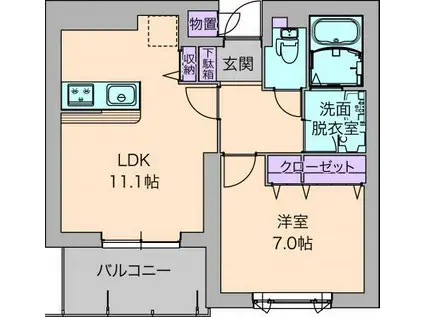 ホワイトアーミン湘南(1LDK/1階)の間取り写真