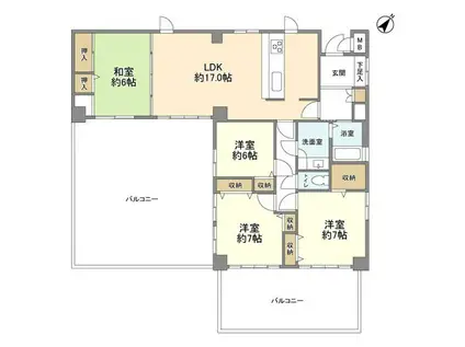 東急ドエル横浜ヒルサイドガーデン参番館(4LDK/14階)の間取り写真