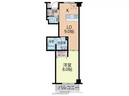 パステル八芳(1LDK/4階)の間取り写真