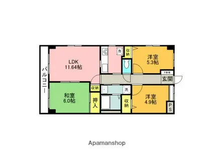 ヴァン・クレール(3LDK/3階)の間取り写真