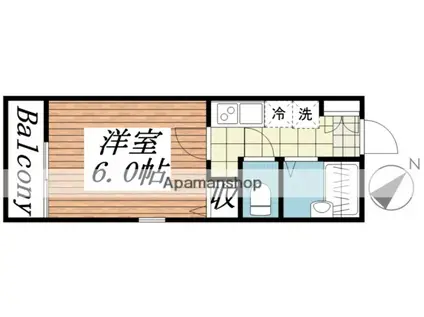 グリーンステージⅠ(1K/2階)の間取り写真