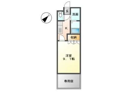 セリオラ湘南(1K/1階)の間取り写真