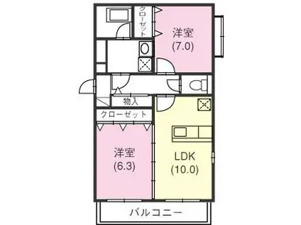 NYSマンション(2LDK/3階)の間取り写真