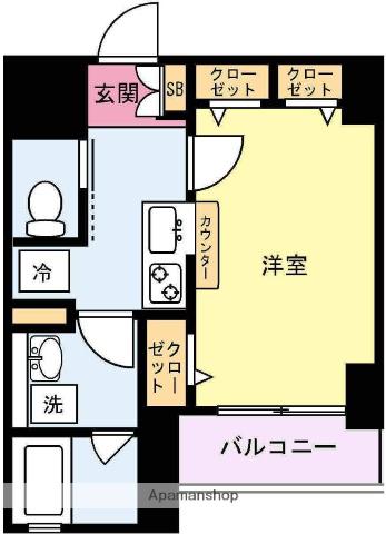 サクセス(1K/6階)の間取り写真