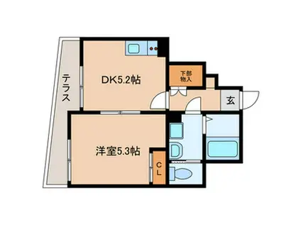 サウスONE(1DK/1階)の間取り写真